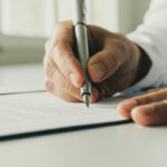 Signing a document or contract